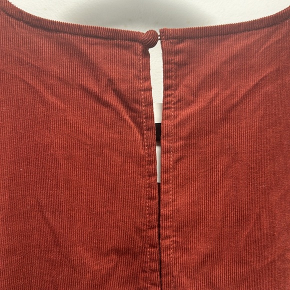 Madewell Easy Corduroy Rusted Burgundy Puff-Sleeve Mini Dress - Picture 10 of 11